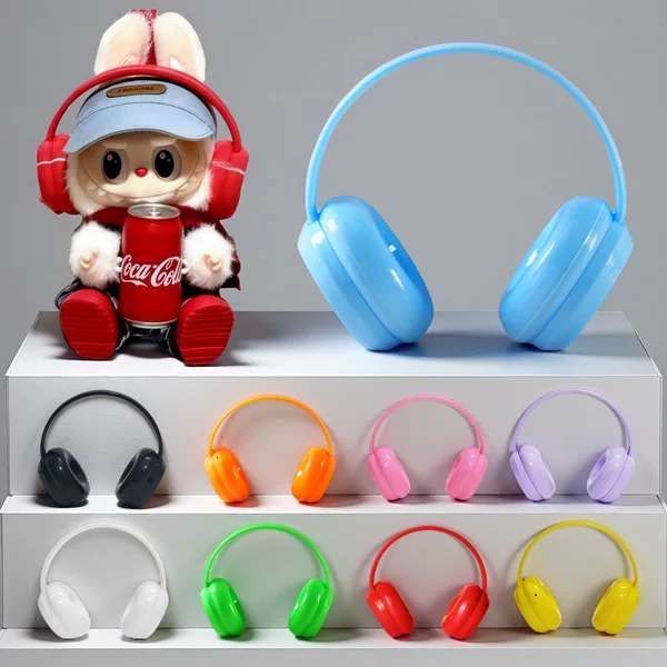 17cm Plush Headphone Decoration Toy Trendy Cool Headphone Shoe Set Doll with Dressing Accessories