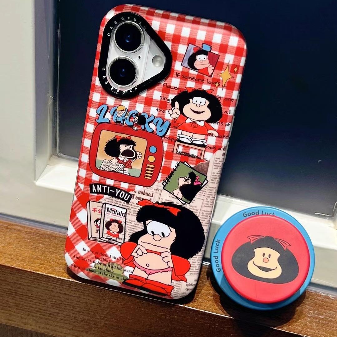 Chica de dibujos animados de nicho para Apple 16Pro nueva carcasa de película 15promax funda magnética para teléfono móvil 14/13 mujer