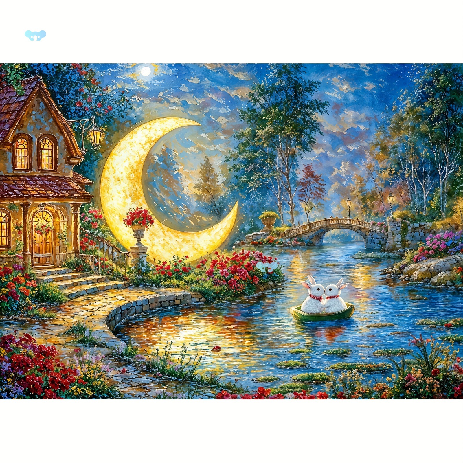 1000Pcs Moonlight on the River Jigsaw Puzzle Thick Thick Puzzle Game