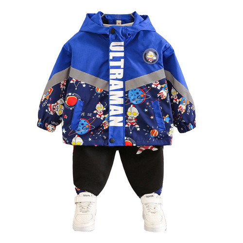 Ultraman clothing boys' coat spring and autumn new Korean-style stylish cool fashionable children's autumn trench coat trendy baby