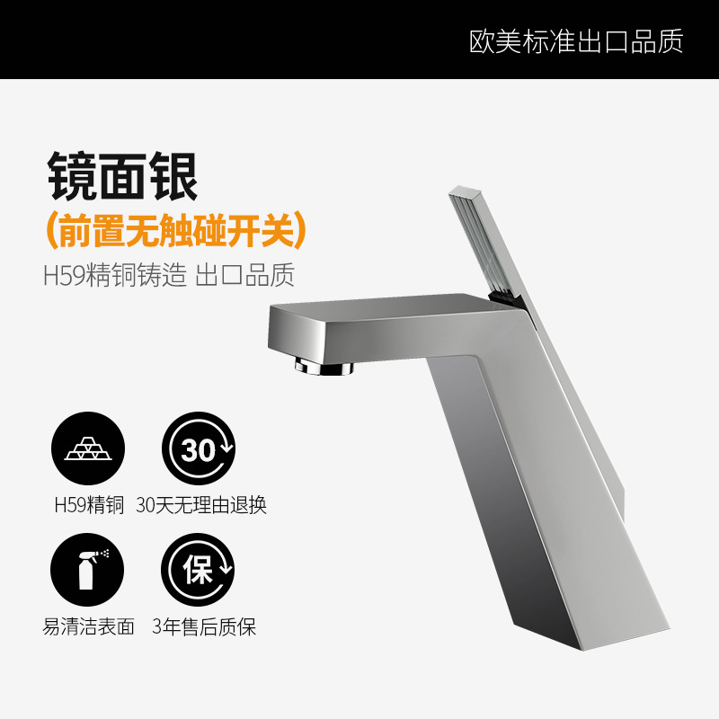 Grifo de cobre para lavabo de baño, color gris bronce, con doble manija para agua fría y caliente, ecológico.