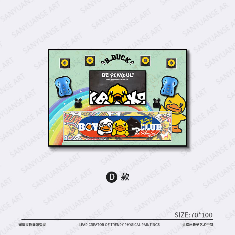 Patineta tridimensional de moda, habitación de los niños, decoración del dormitorio, habitación de los niños y las niñas, pintura creativa hecha a mano