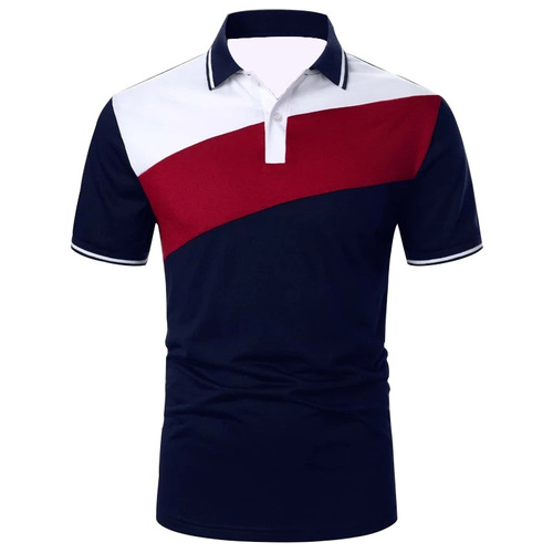 Men's Short Sleeve Striped Tie-Dye Polo Shirt, Casual Sports Top for Men