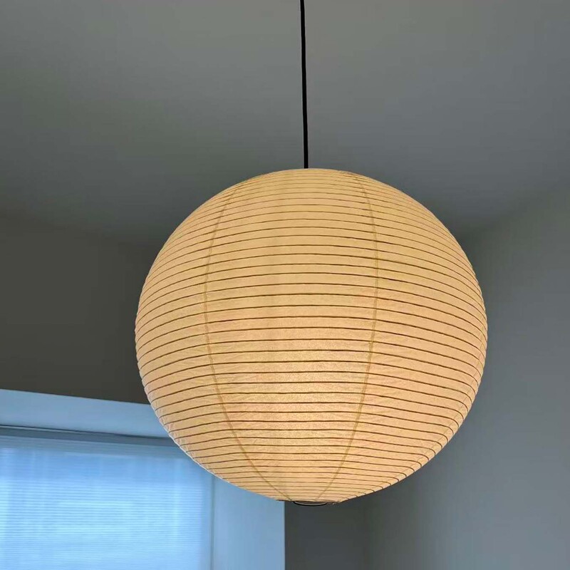 Noguchi Isamu Rice Paper Thickened Lampshade for Cross-Border Use, Wabi-Sabi Style Vintage Restaurant Decoration Atmosphere Pendant Light