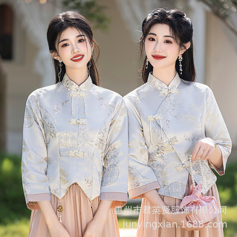 Bridesmaid Dress Dress Women's 2025 New Summer Sisters Group Small High-end Satin Cheongsam Bridesmaid Dress Chinese Style