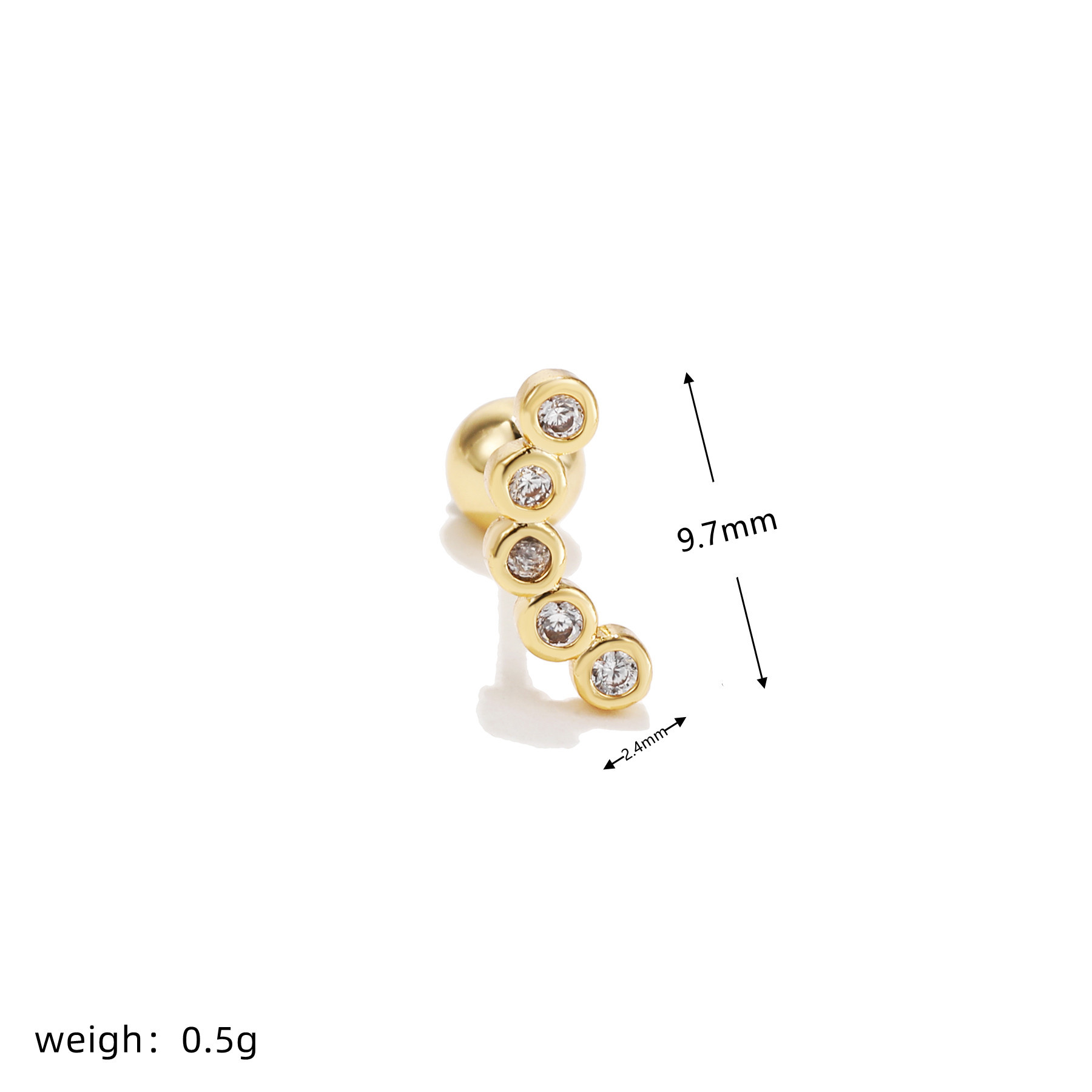 Fashion Geometric Brass Irregular Rhinestones Ear Studs 1 Piece