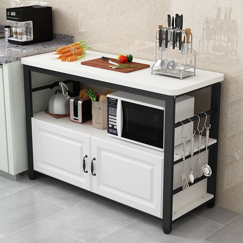 廚房操作台切菜桌置物架家用微波爐架落地多層收納櫃儲物櫃亞馬遜