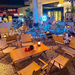 Outdoor Folding Tables and Chairs for Camping, Cafes, Taverns, Night Markets, Commercial Table and Chair Sets, Baking, Barbecue, Milk Tea Shop Dining Chairs