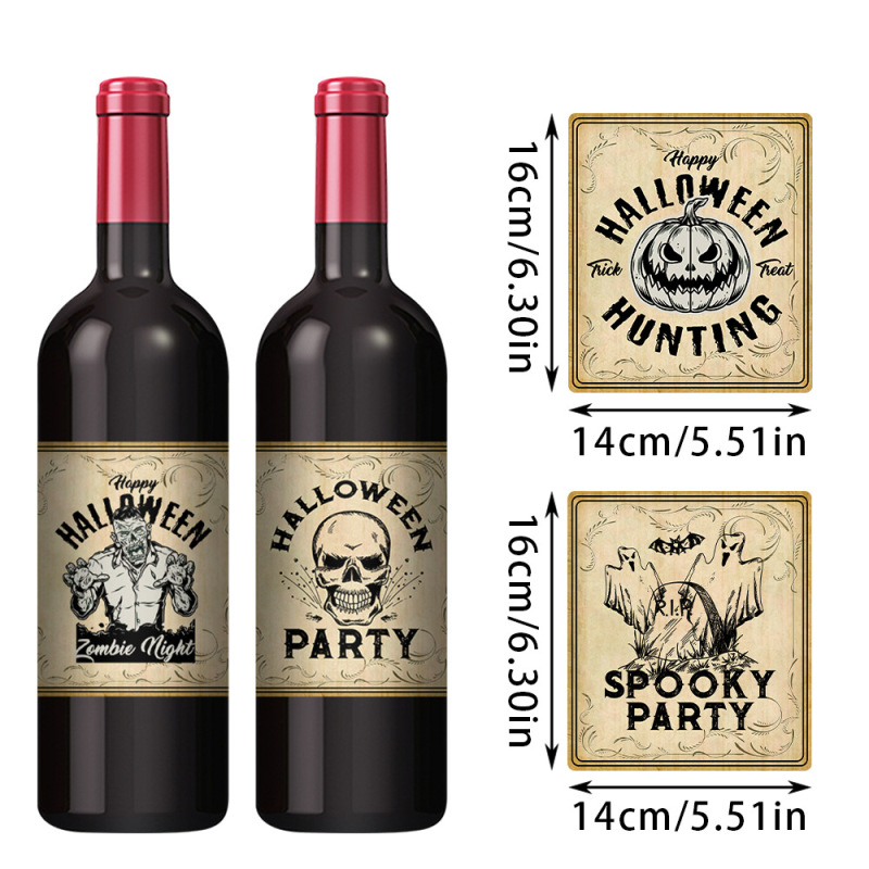 Amazon 新しいハロウィンレトロ赤ワインボトルステッカーパーティークリエイティブカボチャヘッドステッカー装飾用品卸売|undefined
