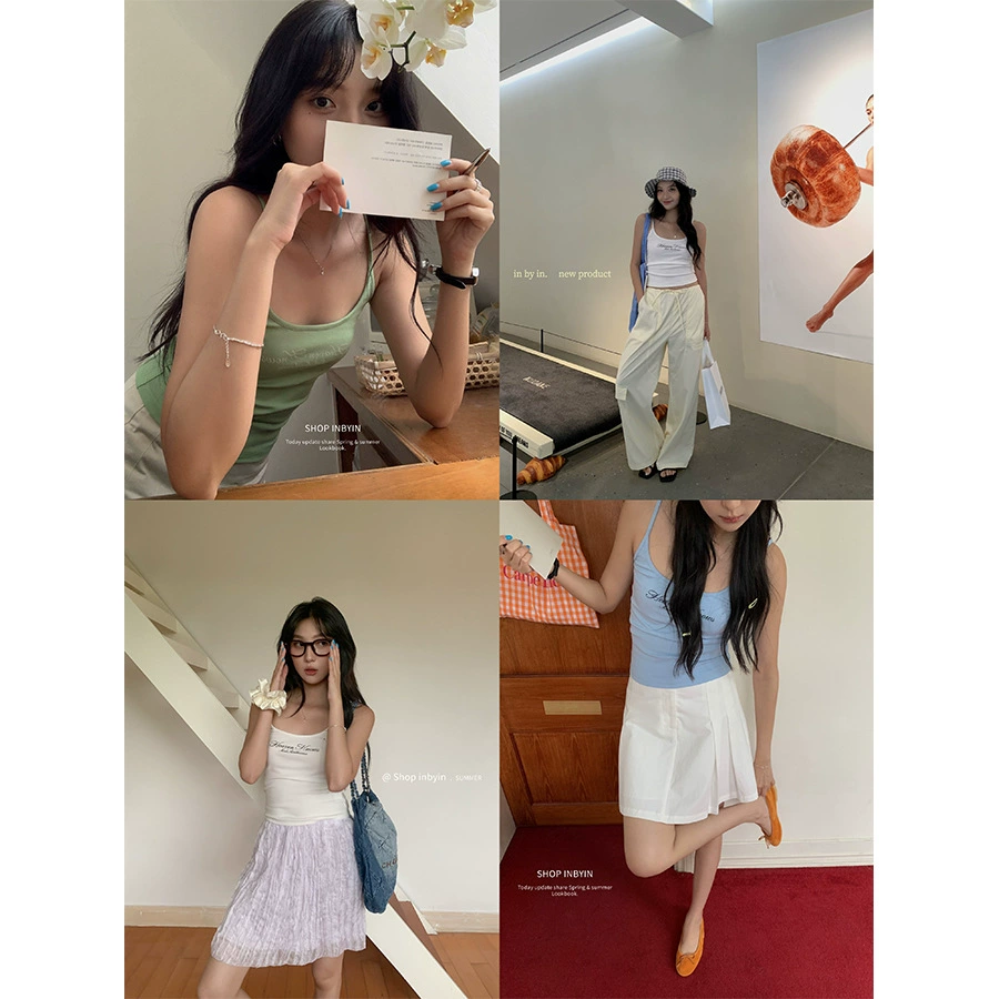 Yi En Oinbyin ключица тонкая и тонкая горячая девушка камзол жилет женский с принтом без рукавов короткий топ