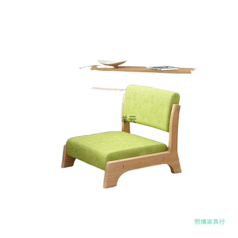 Cama silla confortable, asiento tatami, taburetes de respaldo japonés, silla sin piernas para cama de madera sólida y ventana flotante.