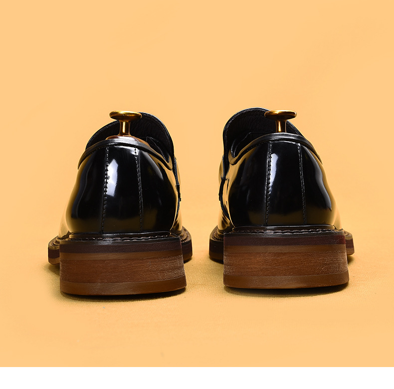 Business casual loafers men's leather horse fasteners English style loafers_voghion.com