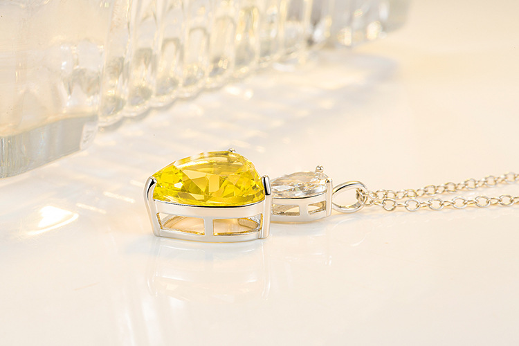 Fashion Heart Shape Copper Pendant Necklace Inlay Zircon Copper Necklaces