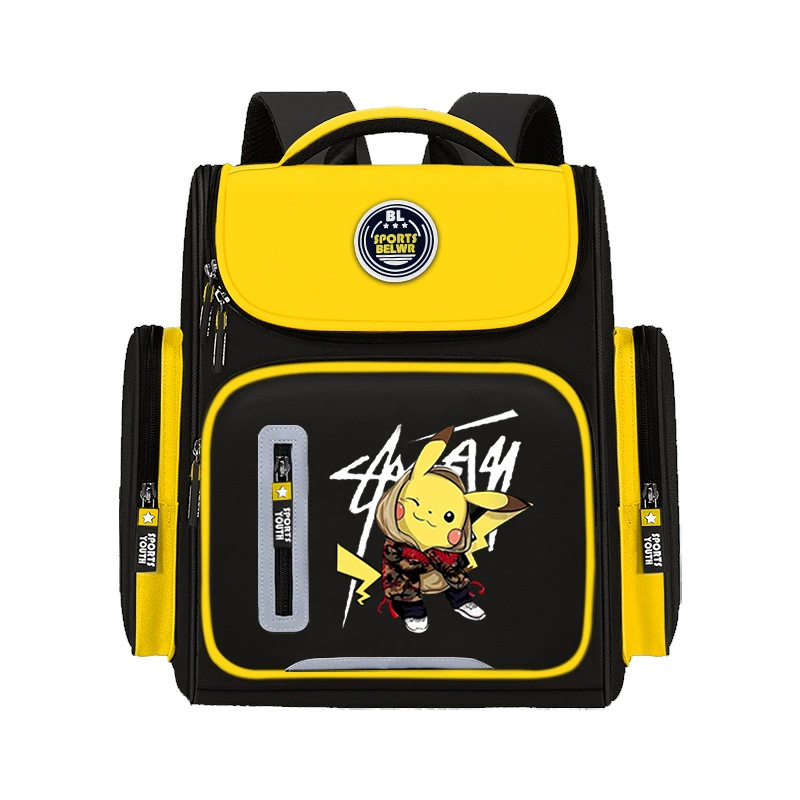 Factory Spot Primary School Bag Men's Bag Men and Women One Two Three Fourth Grade Pikachu Light reduction Children's schoolbag