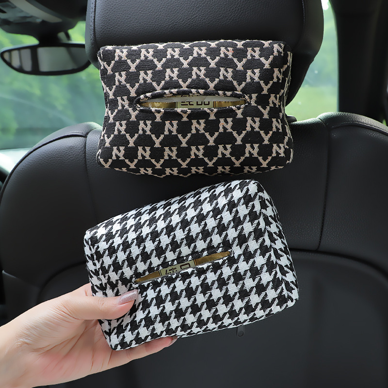 Car Tissue Box Jacquard Multifunctional Car Seat Back Hanging Tissue Box Internet Celebrity Goddess Car Tissue Box
