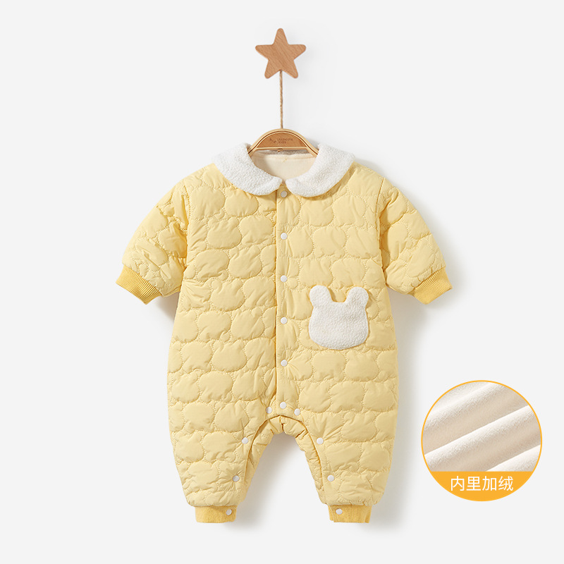 Mono de bebé Otoño e Invierno recién nacido cálido ropa engrosada forrada de lana para hombres y mujeres traje de mameluco ropa de invierno para bebés