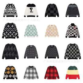 奢潮高版本系列潮牌驴家\G家\迪家\F家秋冬新款针织圆领开衫毛衣