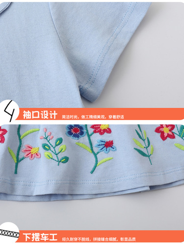 New girls 'short-sleeved dress, summer new products, small and medium-sized children's knitted cotton children's dress, doll collar, children's princess dress