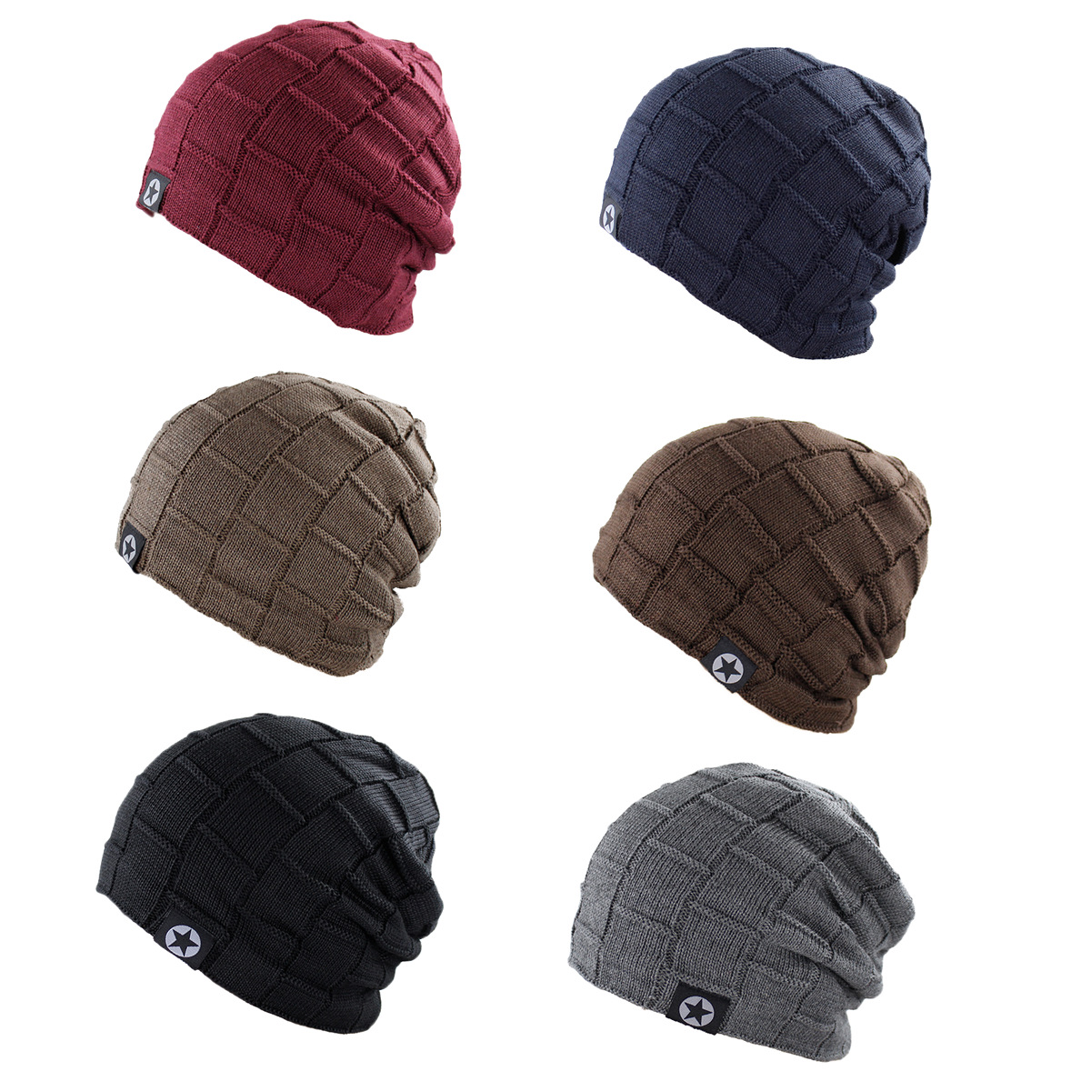 Solid color knitted woolen keep warm trend fashionable hat for men…