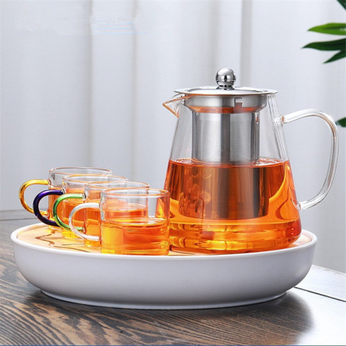 Factory glass teapot, flower tea pot, stainless steel filter teapot, glass brewing teapot, brewing glass pot