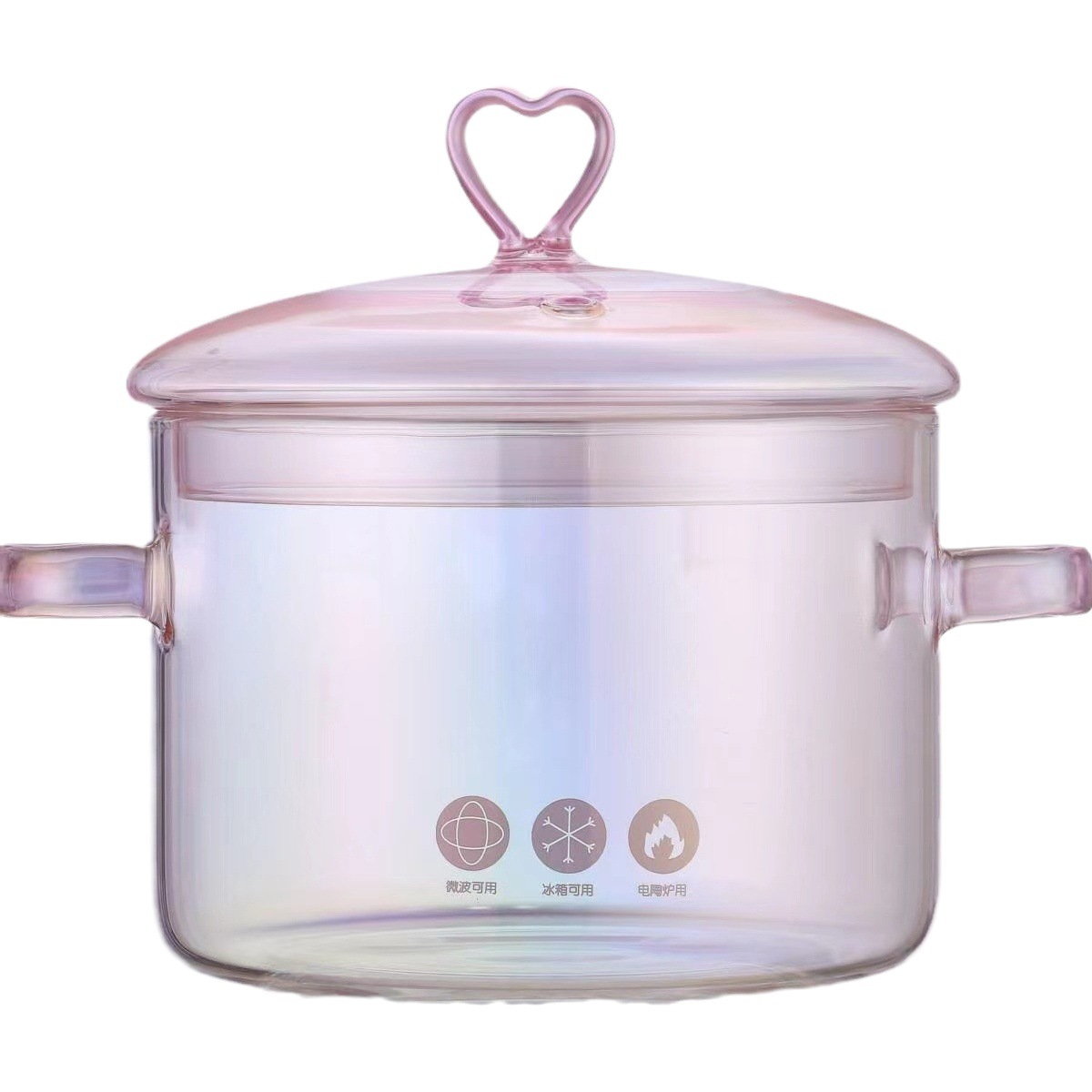 Los fabricantes de Amazon suministran amor Rosa olla de vidrio borosilicato de vidrio resistente al calor de alto valor de color ins abrir fuego de vidrio