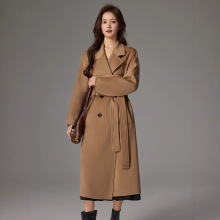 小个子专属定制版10801大衣10%羊绒90%羊毛双面呢外套中长款腰带