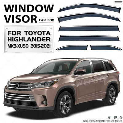 Car Window Rain and | Rain shield - standard-packing-without-logo-highlander6pcsmk3-xu50-2015-2021pcrain-shield-with-bright-strips