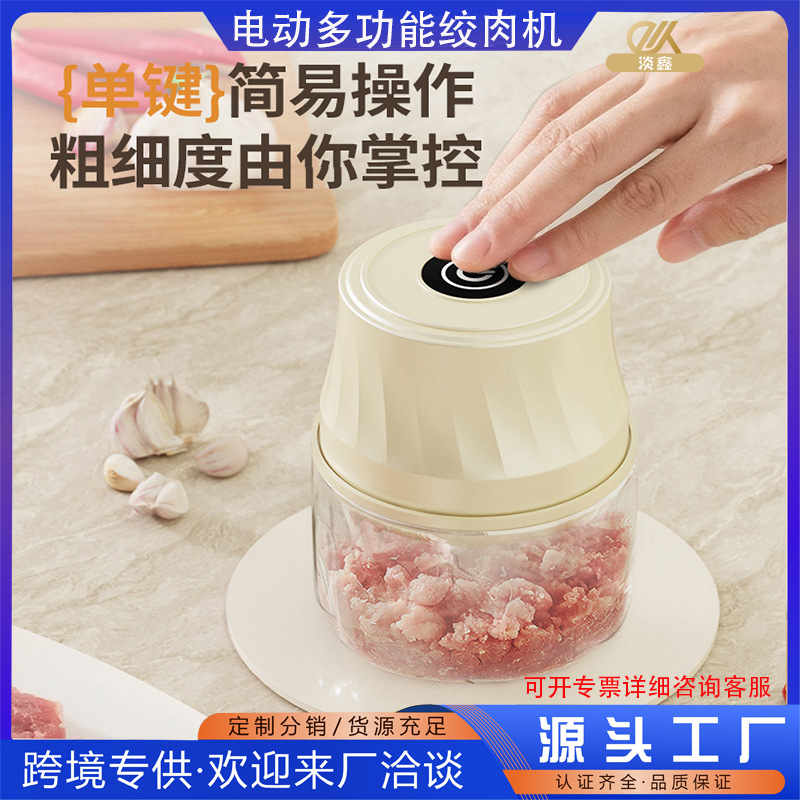 跨境新款电动捣蒜器宝宝辅食器迷你厨房料理机充电家用蒜泥绞肉机