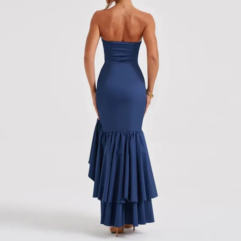 Wholesale Women's Elegant Sexy Backless Solid Color Cocktail Party Strapless Sleeveless Party Dress display picture 8