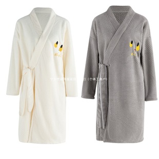 Men's and Women's Bathrobe Nightgown 2023 New Than Cotton Cotton Absorbent Household Bath Towel Couple's Long Sleeve Thick Pajamas
