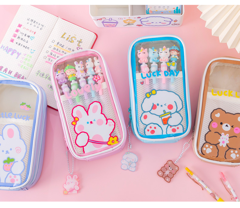 Rabbit Pu Class Learning School Cute Pencil Case display picture 5