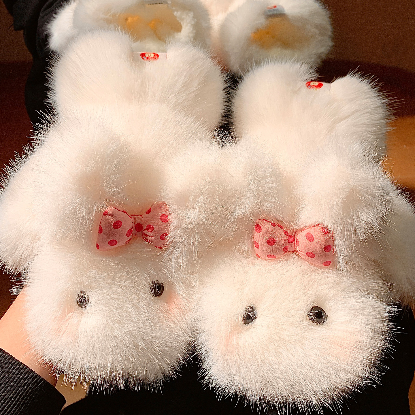 Guantes de conejo de lana de invierno caliente para mujeres guantes de bicicleta de invierno de guantes de ciclismo de lana adorable y grueso