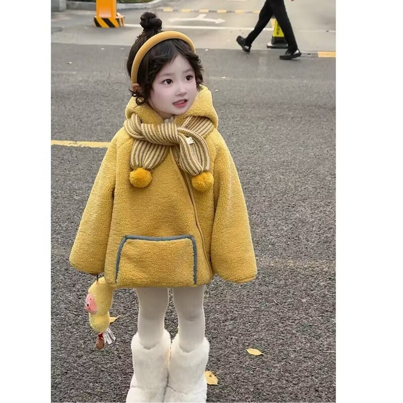 Sweet Xiaosi Star Man 25 New Style Fleece-Lined Thickened Korean Style Unisex Baby Hooded Furry Sweater Elf Jacket Cross-Border