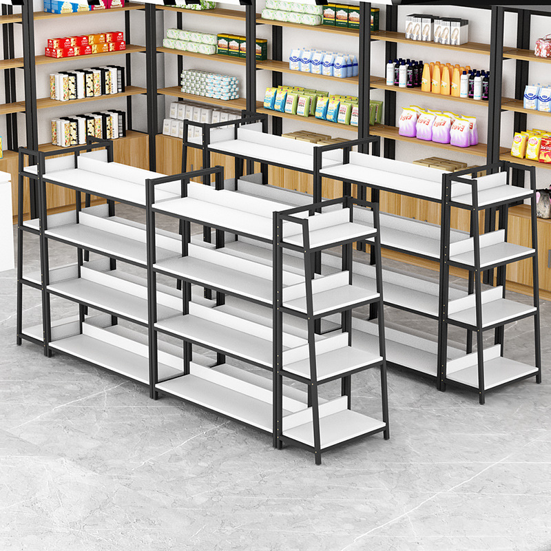 Estante de exhibición multicapa combinado contra la pared contenedor tienda de ropa bolsa tienda de conveniencia snack estante de exhibición armario de almacenamiento