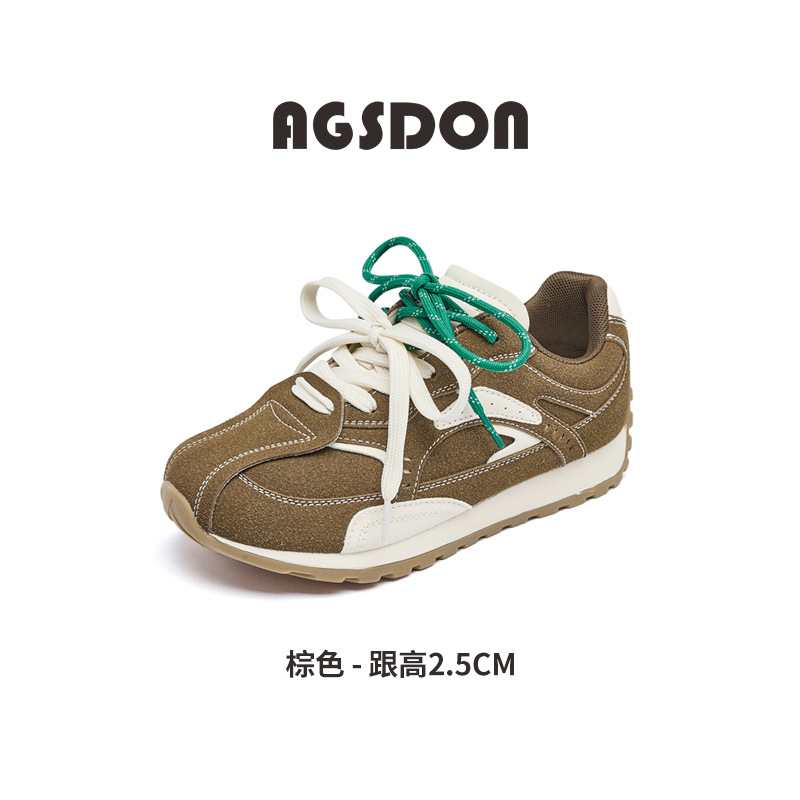 Augu Shi Deng marrón zapatos de entrenamiento para mujeres 2025 nuevo otoño enorme hermoso ballet Gump zapatos casuales