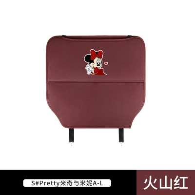 Cute Mickey Car Seat Back Anti-Kick Pad Rear Leather Kidsren's Universal Anti-Dirty Pad Car Protective Pad Storage for Women (Chair back anti-kick pad) - s-pretty-mickey-and-minnie-a-l-volcano-red-chair-back-anti-kick-pad