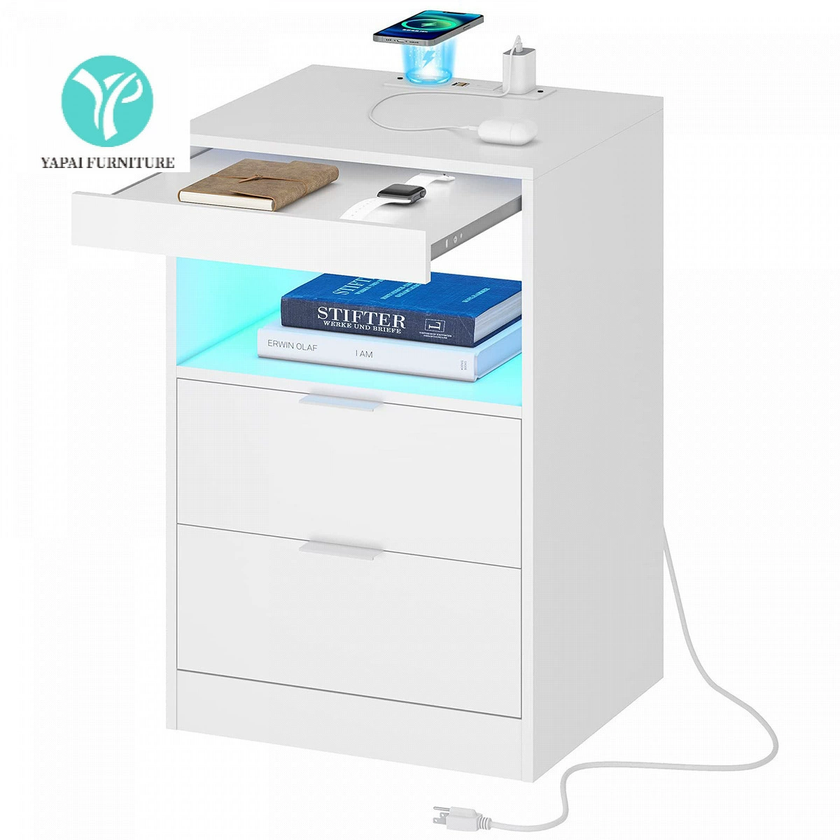 Панель прикроватной тумбочки, мебель для трансграничных поставок, Amazon, прикроватная тумбочка для спальни, простая фабричная оптовая продажа, умная прикроватная тумбочка