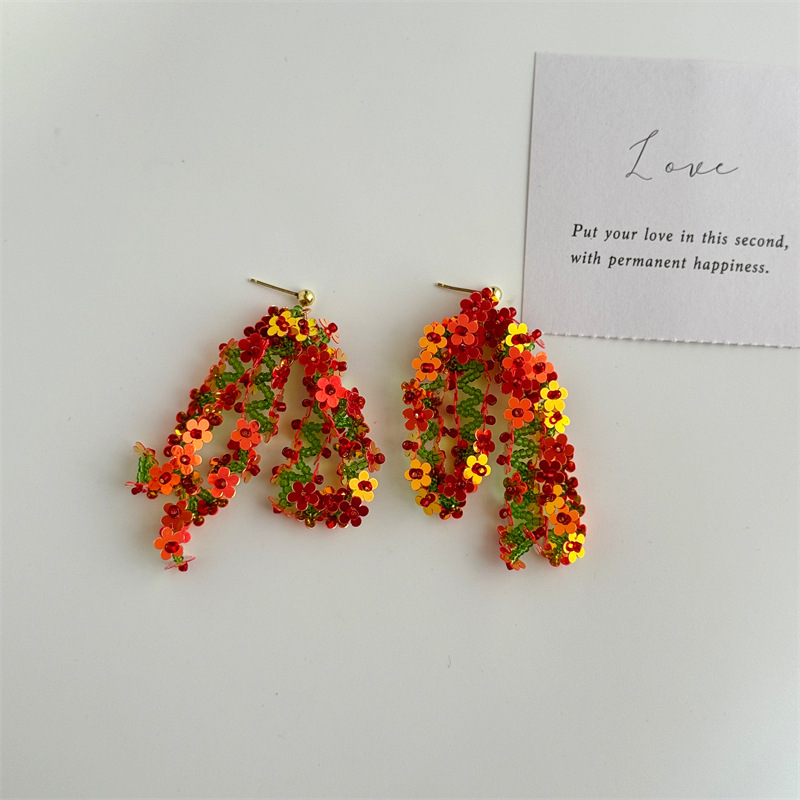 25g Weight Silver Ear Needle Material Drop Earrings Classification 1 Pair Quantity Holiday, Daily Occasion PVC Material Colorful Pattern All Seasons Season Women's Gender Sequins Design Elegant, Ethnic Style Style 1 Pair Elegant Ethnic Style Colorful Sequins PVC Drop Earrings 6