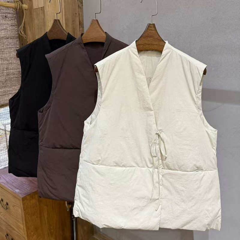 Kongmi Retro Short Sleeveless Vest down Jacket Vest for Women 2025 New Autumn and Winter Loose Large Size Casual Protection