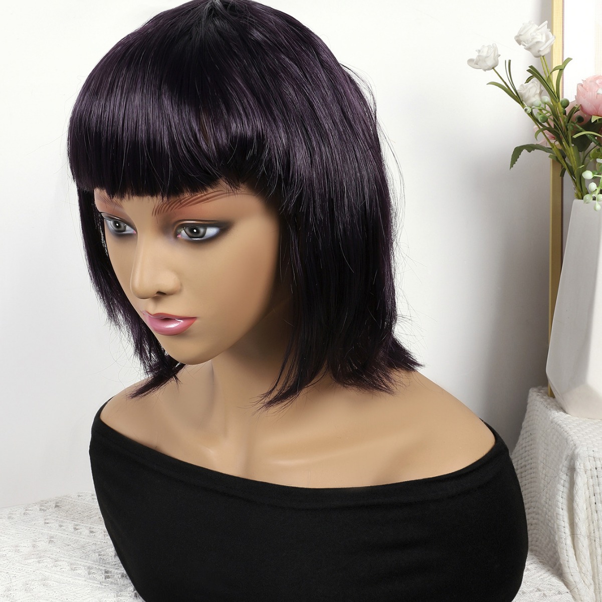 Fibra química al por mayor bob cabello pelucón mecánico pelucón cubierta de pelo