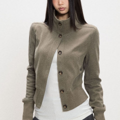 外套女2025新款秋季修身短款显瘦休闲百搭高领上衣女长袖