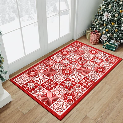 Avtomobil döşəmə paspasları – Foot Mat Entrance Wear-Resistant Decorative - 0813-classic-christmas-5-4060cm-crystal-velvet
