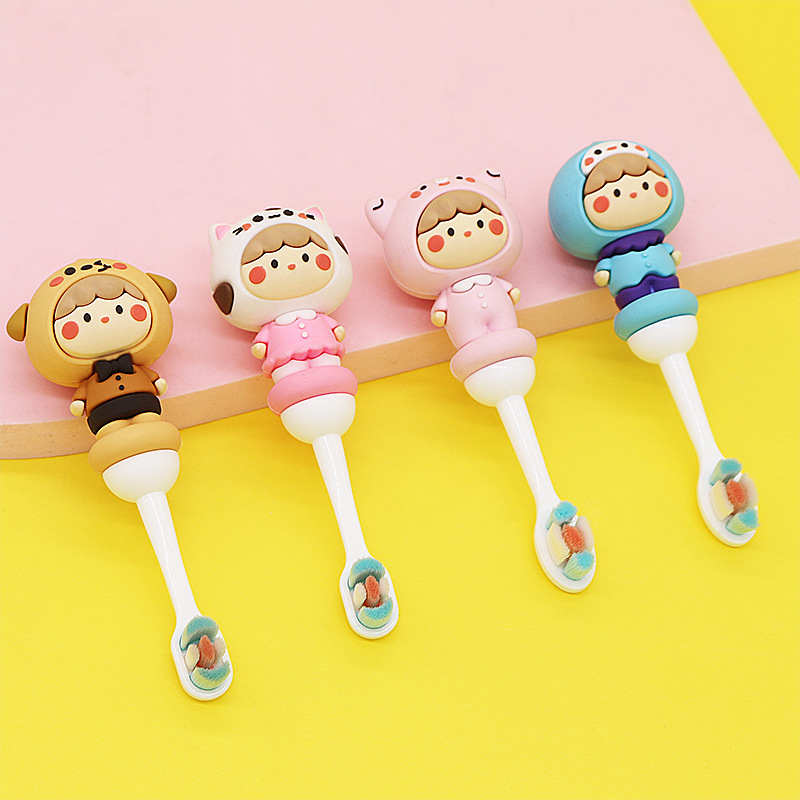 Nuevos productos cepillo de dientes para niños, mango antideslizante de cabello suave de alta calidad, suministro de cepillo de dientes en forma de animal adorable