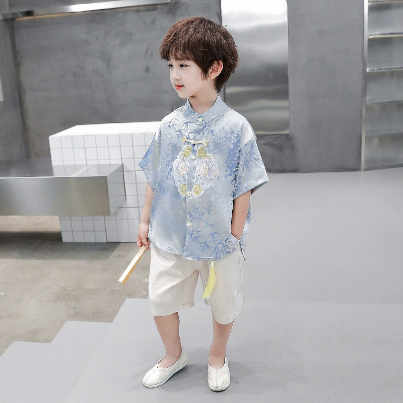 Внешнеторговый мальчик китайский стиль плавающий бамбуковый теневой костюм Hanfu Summer древний стиль новый модный костюм