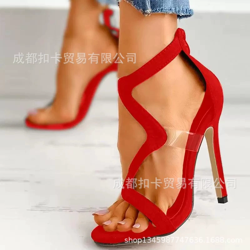 2022 Европа и США через границу поставляют Сексуальные полые сандалии на молнии на сверхвысоком каблуке больших размеров 34-43, женская обувь X428