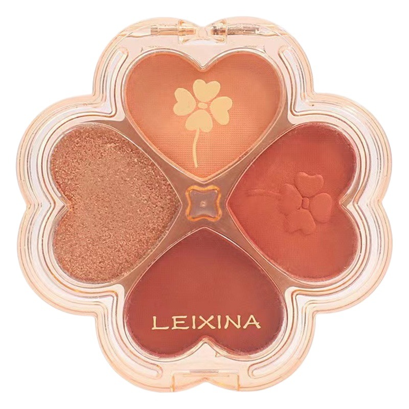 Lucky Four-leaf Clover Eyeshadow Plate Matte Pearlescent Highlights Blush One-piece Plate Student Lazy Four-color Eyeshadow Women