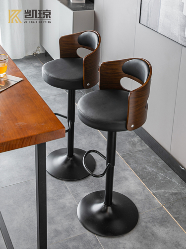 Wholesale bar stool lift solid wood back high stool home modern simple iron bar chair bar stool front desk 