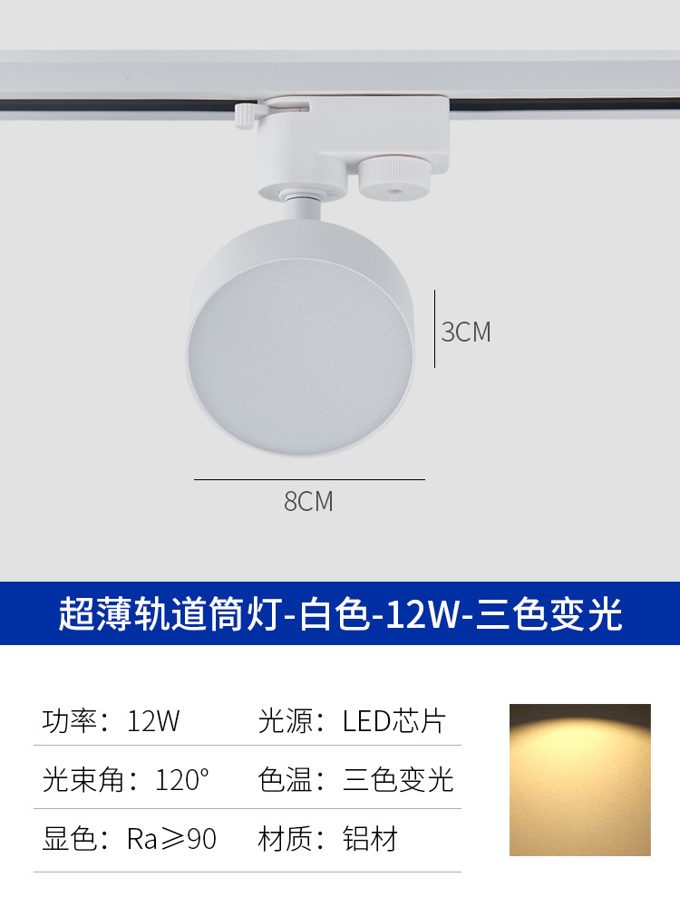Aluminum fill light track light [diameter 8CM] 12W White Shell-three colors
