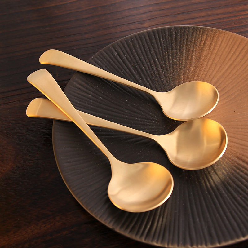 Copper Spoon Pure Copper Household Dining Spoon Adult Korean Style Pure Handmade Creative Cute High-value Thickened Spoon Round Spoon Copper Spoon Pure Copper Household Dining Spoon Adult Korean Style Pure Handmade Creative Cute High-value Thickened Spoon Round Spoon