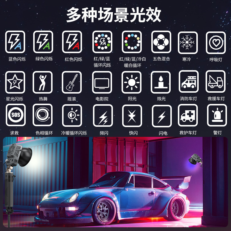 100W 写真補助光 COB 屋外撮影ライト ライブブロードキャスト照明 RGB 屋外ポータブル補助光|undefined